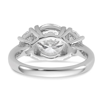 14K White Gold 4 carat Certified Lab Grown Diamond VS+F+ Round Complete Three Stone Engagement Ring