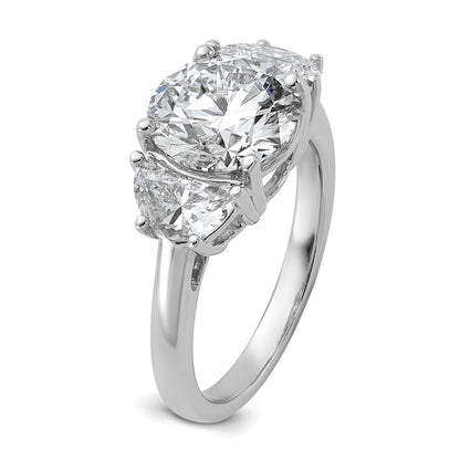 14K White Gold 4 carat Certified Lab Grown Diamond VS+F+ Round Complete Three Stone Engagement Ring