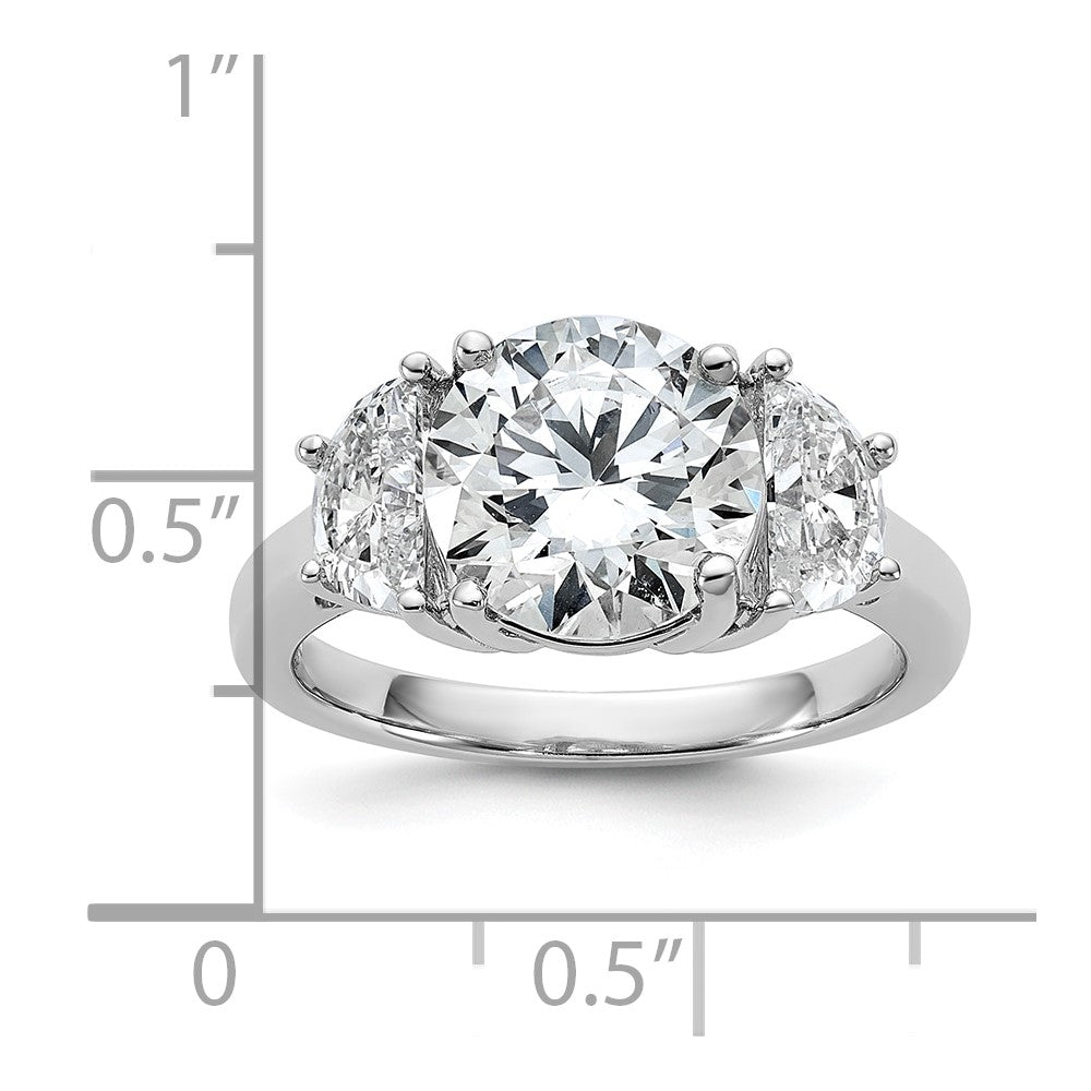 14K White Gold 4 carat Certified Lab Grown Diamond VS+F+ Round Complete Three Stone Engagement Ring