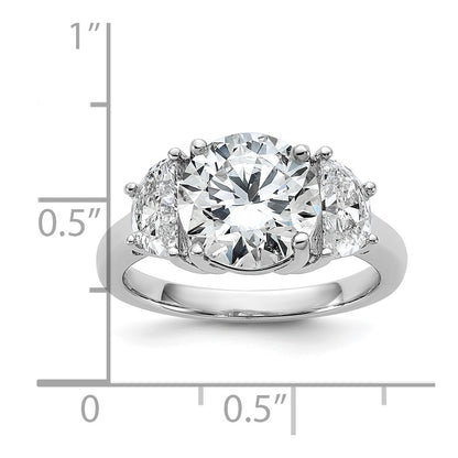 14K White Gold 4 carat Certified Lab Grown Diamond VS+F+ Round Complete Three Stone Engagement Ring