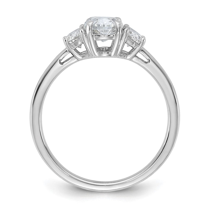 14K White Gold 1 3/8 carat Certified Lab Grown Diamond VS+ F+ Complete Oval and Half Moon Three Stone Engagement Ring