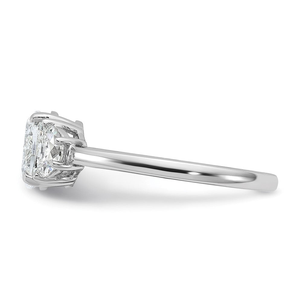 14K White Gold 1 3/8 carat Certified Lab Grown Diamond VS+ F+ Complete Oval and Half Moon Three Stone Engagement Ring