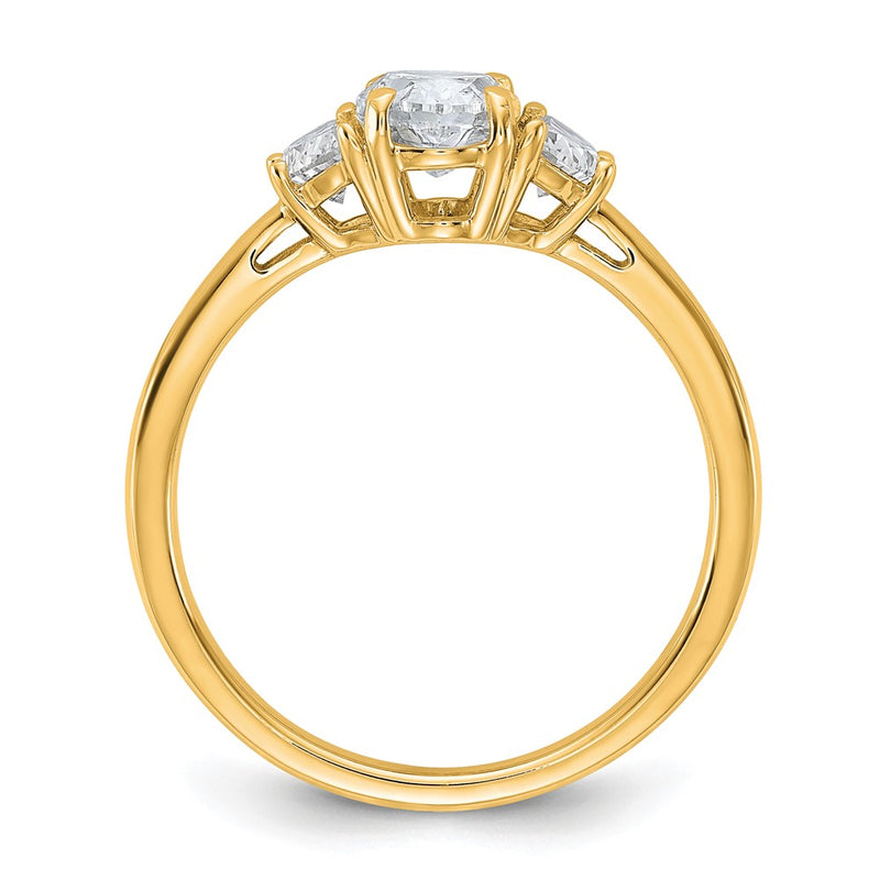 14K Yellow Gold 1 3/8 carat Certified Lab Grown Diamond VS/SI+ G+ Complete Oval and Half Moon Three Stone Engagement Ring