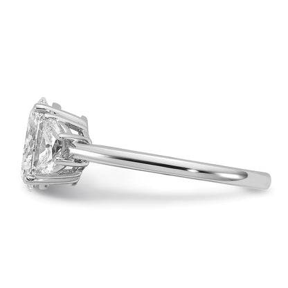 14K White Gold 1/2 carat Lab Grown Diamond VS+ F+ Half Moon and 1 1/2 carat Oval Center Semi Mount Three Stone Engagement Ring