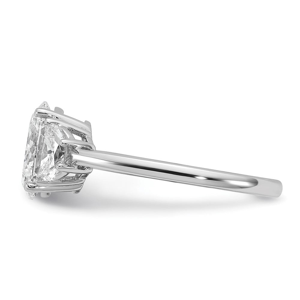 14K White Gold 2 carat Certified Lab Grown Diamond VS+ F+ Complete Oval and Half Moon Three Stone Engagement Ring