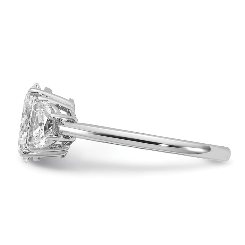 14K White Gold 2 carat Certified Lab Grown Diamond VS+ F+ Complete Oval and Half Moon Three Stone Engagement Ring