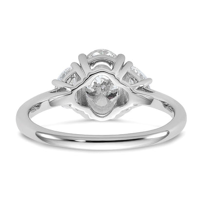 14K White Gold 2 carat Certified Lab Grown Diamond VS+ F+ Complete Oval and Half Moon Three Stone Engagement Ring