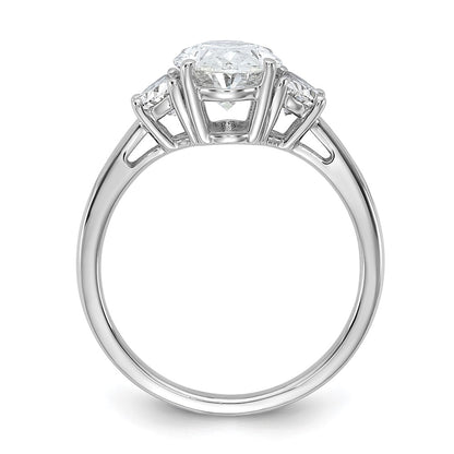 14K White Gold 2 1/2 carat Certified Lab Grown Diamond VS/SI+ G+ Complete Oval and Half Moon Three Stone Engagement Ring