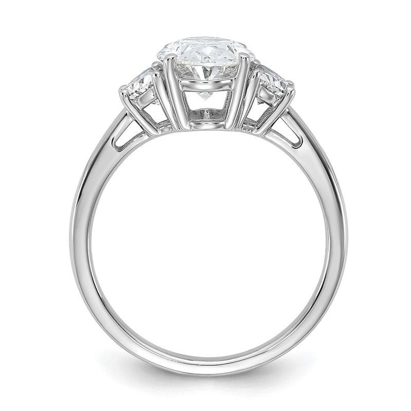 14K White Gold 2 1/2 carat Certified Lab Grown Diamond VS/SI+ G+ Complete Oval and Half Moon Three Stone Engagement Ring