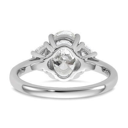 14K White Gold 2 1/2 carat Certified Lab Grown Diamond VS+ F+ Complete Oval and Half Moon Three Stone Engagement Ring