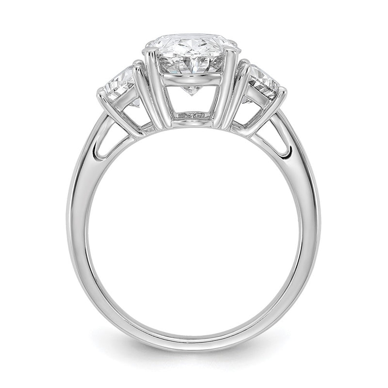 14K White Gold 4 carat Certified Lab Grown Diamond VS+ F+ Complete Oval and Half Moon Three Stone Engagement Ring