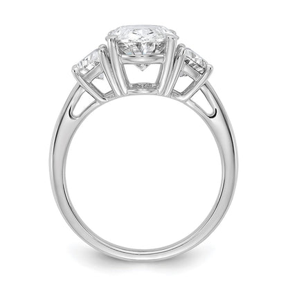 14K White Gold 4 carat Certified Lab Grown Diamond VS/SI+ G+ Complete Oval and Half Moon Three Stone Engagement Ring