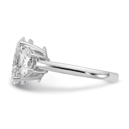 14K White Gold 1 carat Lab Grown Diamond VS/SI+ G+ Half Moon and 3 carat Oval Center Semi Mount Three Stone Engagement Ring