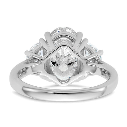 14K White Gold 1 carat Lab Grown Diamond VS/SI+ G+ Half Moon and 3 carat Oval Center Semi Mount Three Stone Engagement Ring