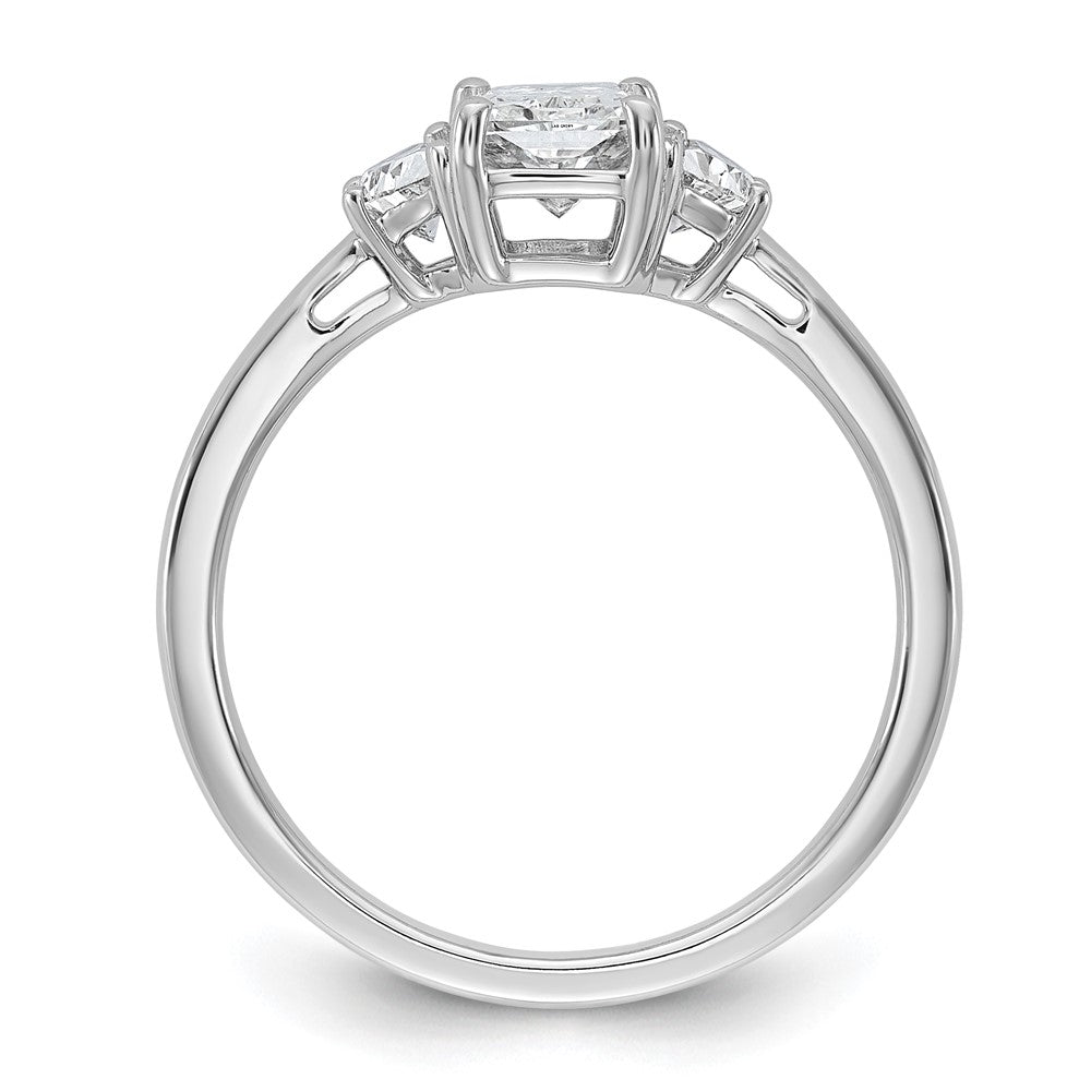 14K White Gold 3/8 carat Lab Grown Diamond VS/SI+ G+ Half Moon 1 carat Radiant Center Semi Mount Engagement Ring