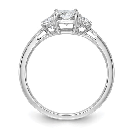 14K White Gold 3/8 carat Lab Grown Diamond VS/SI+ G+ Half Moon 1 carat Radiant Center Semi Mount Engagement Ring