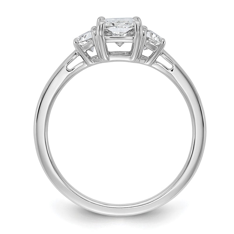 14K White Gold 3/8 carat Lab Grown Diamond VS/SI+ G+ Half Moon 1 carat Radiant Center Semi Mount Engagement Ring