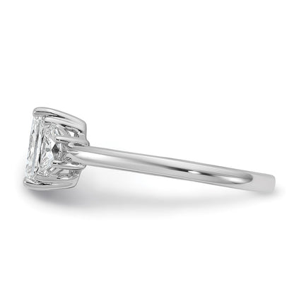 14K White Gold 3/8 carat Lab Grown Diamond VS/SI+ G+ Half Moon 1 carat Radiant Center Semi Mount Engagement Ring