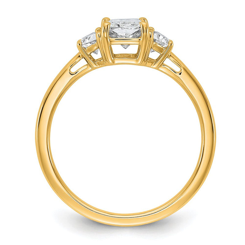 14K Yellow Gold 1 3/8 carat Certified Lab Grown Diamond VS/SI+ G+ Radiant and Half Moon Complete Three Stone Engagement Ring