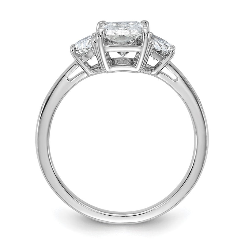 14K White Gold 1/2 carat Lab Grown Diamond VS/SI+ G+ Half Moon 1 1/2 carat Radiant Center Semi Mount Engagement Ring