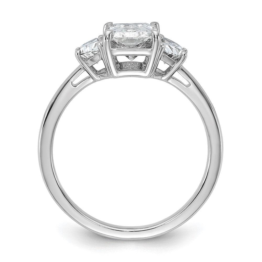 14K White Gold 1/2 carat Lab Grown Diamond VS+ F+ Half Moon 1 1/2 carat Radiant Center Semi Mount Engagement Ring
