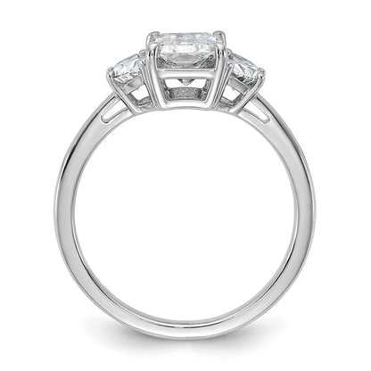 14K White Gold 2 carat Certified Lab Grown Diamond VS/SI+ G+ Radiant and Half Moon Complete Three Stone Engagement Ring