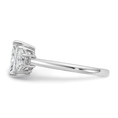 14K White Gold 2 carat Certified Lab Grown Diamond VS/SI+ G+ Radiant and Half Moon Complete Three Stone Engagement Ring