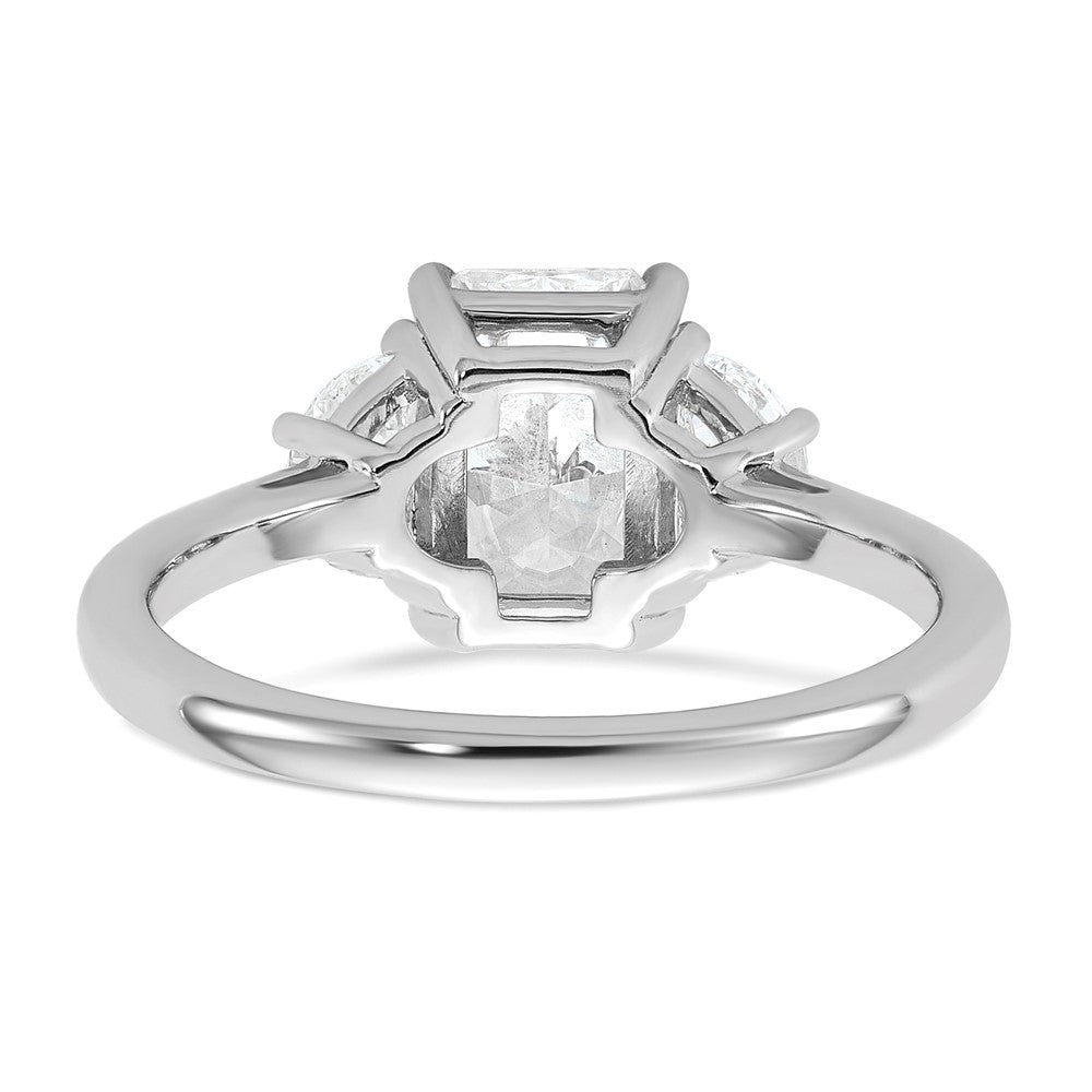14K White Gold 1/2 carat Lab Grown Diamond VS/SI+ G+ Half Moon 1 1/2 carat Radiant Center Semi Mount Engagement Ring