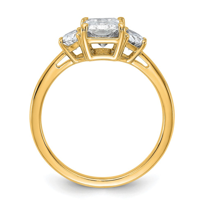 14K Yellow Gold 1/2 carat Lab Grown Diamond VS+ F+ Half Moon 1 1/2 carat Radiant Center Semi Mount Engagement Ring