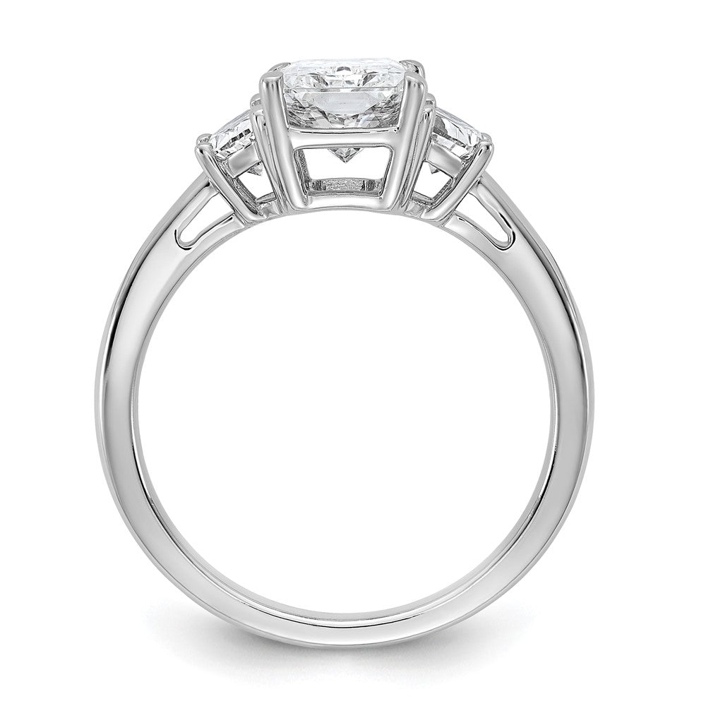 14K White Gold 1/2 carat Lab Grown Diamond VS/SI+ G+ Half Moon 2 carat Radiant Center Semi Mount Engagement Ring