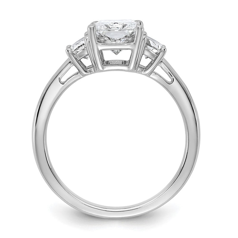14K White Gold 1/2 carat Lab Grown Diamond VS/SI+ G+ Half Moon 2 carat Radiant Center Semi Mount Engagement Ring