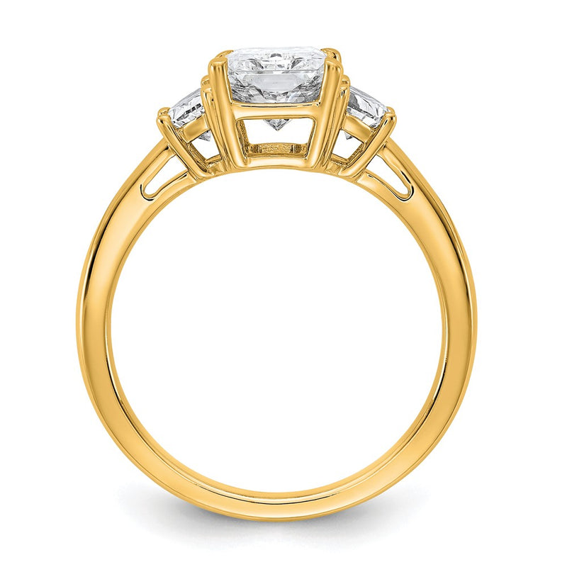 14K Yellow Gold 1/2 carat Lab Grown Diamond VS/SI+ G+ Half Moon 2 carat Radiant Center Semi Mount Engagement Ring