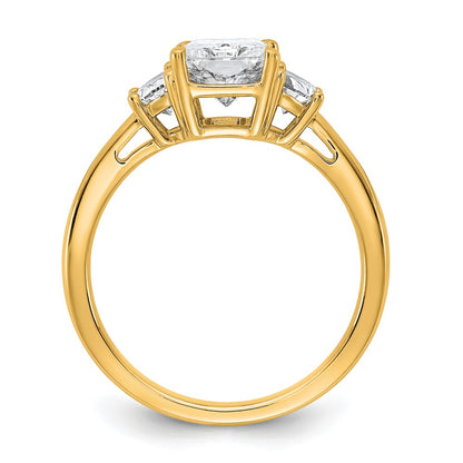 14K Yellow Gold 1/2 carat Lab Grown Diamond VS+ F+ Half Moon 2 carat Radiant Center Semi Mount Engagement Ring