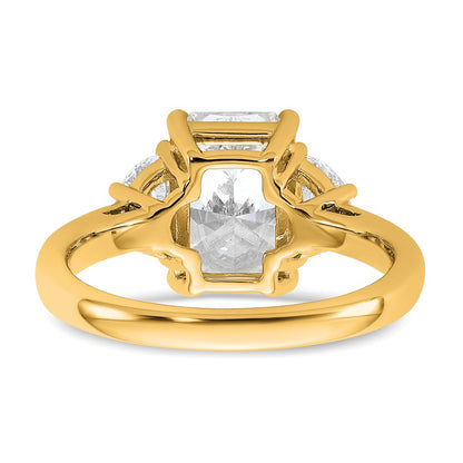 14K Yellow Gold 5/8 carat Lab Grown Diamond VS/SI+ G+ Half Moon 2 1/2 carat Radiant Center Semi Mount Engagement Ring