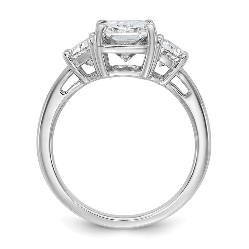 14K White Gold 4 carat Certified Lab Grown Diamond VS+ F+ Radiant and Half Moon Complete Three Stone Engagement Ring