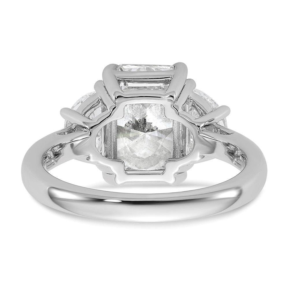 14K White Gold 1 carat Lab Grown Diamond VS/SI+ G+ Half Moon 3 carat Radiant Center Semi Mount Engagement Ring