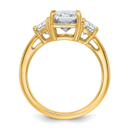 14K Yellow Gold 1 carat Lab Grown Diamond VS+ F+ Half Moon 3 carat Radiant Center Semi Mount Engagement Ring