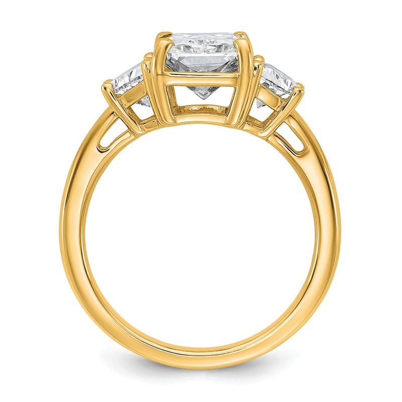 14K Yellow Gold 1 carat Lab Grown Diamond VS+ F+ Half Moon 3 carat Radiant Center Semi Mount Engagement Ring