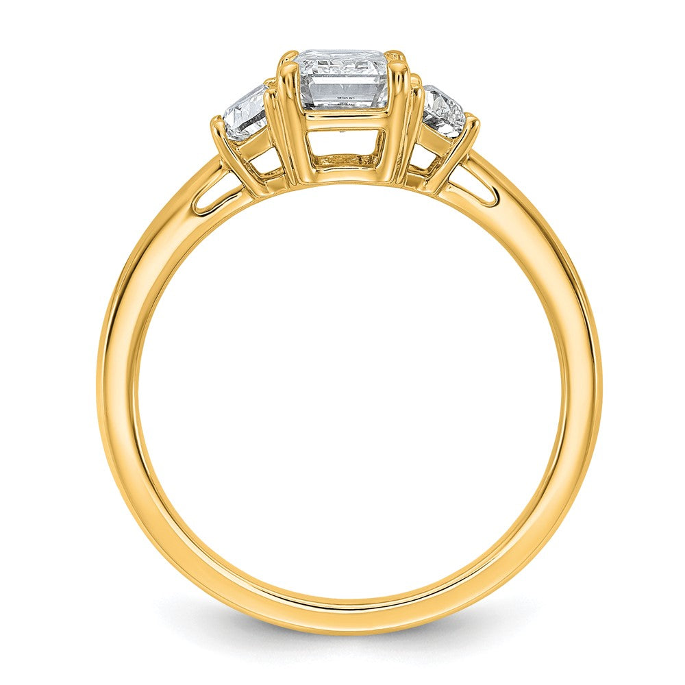 14K Yellow Gold 1 3/8 carat Certified Lab Grown Diamond VS/SI+ G+ Complete Emerald and Half Moon Three Stone Engagement Ring