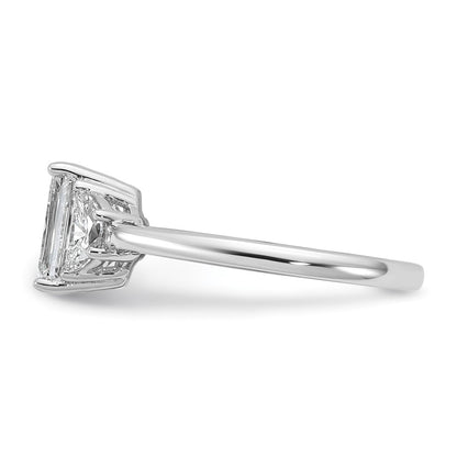 14K White Gold 2 carat Certified Lab Grown Diamond VS+ F+ Complete Emerald and Half Moon Three Stone Engagement Ring