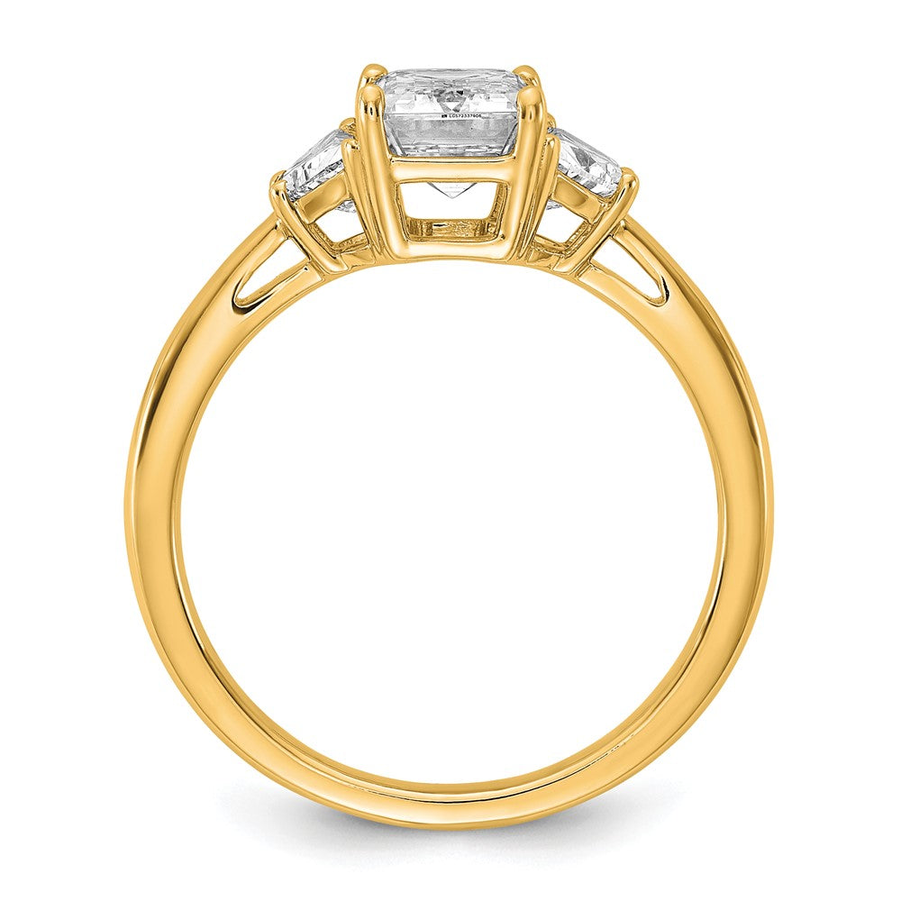 14K Yellow Gold 2 carat Certified Lab Grown Diamond VS/SI+ G+ Complete Emerald and Half Moon Three Stone Engagement Ring
