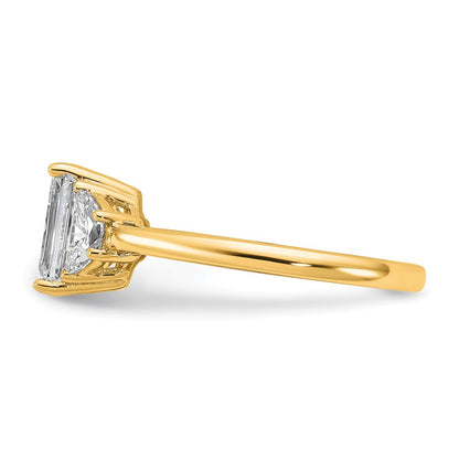 14K Yellow Gold 2 carat Certified Lab Grown Diamond VS+ F+ Complete Emerald and Half Moon Three Stone Engagement Ring