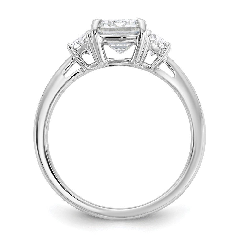 14K White Gold 2 1/2 carat Certified Lab Grown Diamond VS+ F+ Complete Emerald and Half Moon Three Stone Engagement Ring