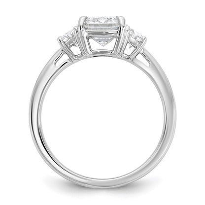 14K White Gold 2 1/2 carat Certified Lab Grown Diamond VS+ F+ Complete Emerald and Half Moon Three Stone Engagement Ring