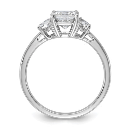 14K White Gold 1 3/8 carat Certified Lab Grown Diamond VS+ F+ Princess and Half Moon Complete Three Stone Engagement Ring