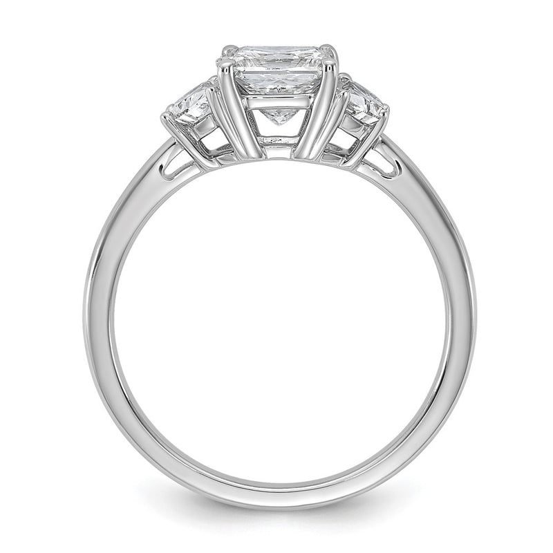 14K White Gold 1 3/8 carat Certified Lab Grown Diamond VS+ F+ Princess and Half Moon Complete Three Stone Engagement Ring