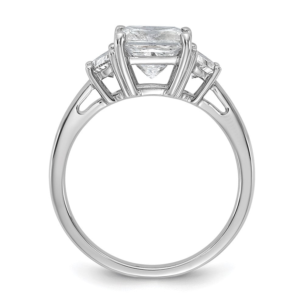 14K White Gold 1/2 carat Lab Grown Diamond VS/SI+ G+ Half Moon 2 carat Princess Center Semi Mount Three Stone Engagement Ring