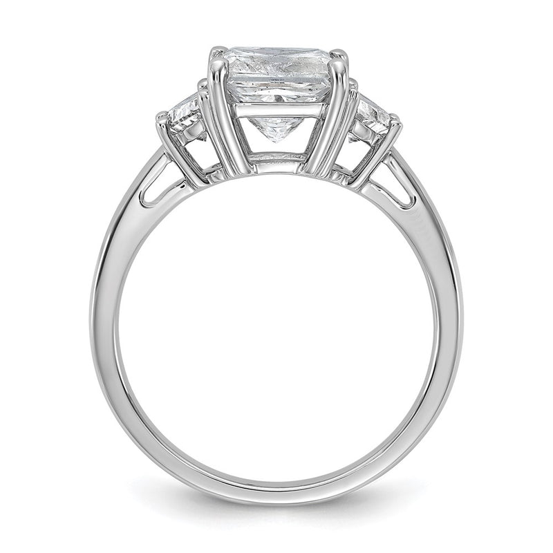 14K White Gold 1/2 carat Lab Grown Diamond VS/SI+ G+ Half Moon 2 carat Princess Center Semi Mount Three Stone Engagement Ring