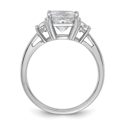 14K White Gold 1/2 carat Lab Grown Diamond VS+ F+ Half Moon 2 carat Princess Center Semi Mount Three Stone Engagement Ring