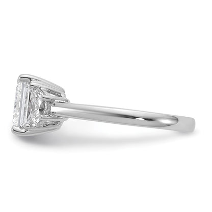 14K White Gold 1/2 carat Lab Grown Diamond VS/SI+ G+ Half Moon 2 carat Princess Center Semi Mount Three Stone Engagement Ring